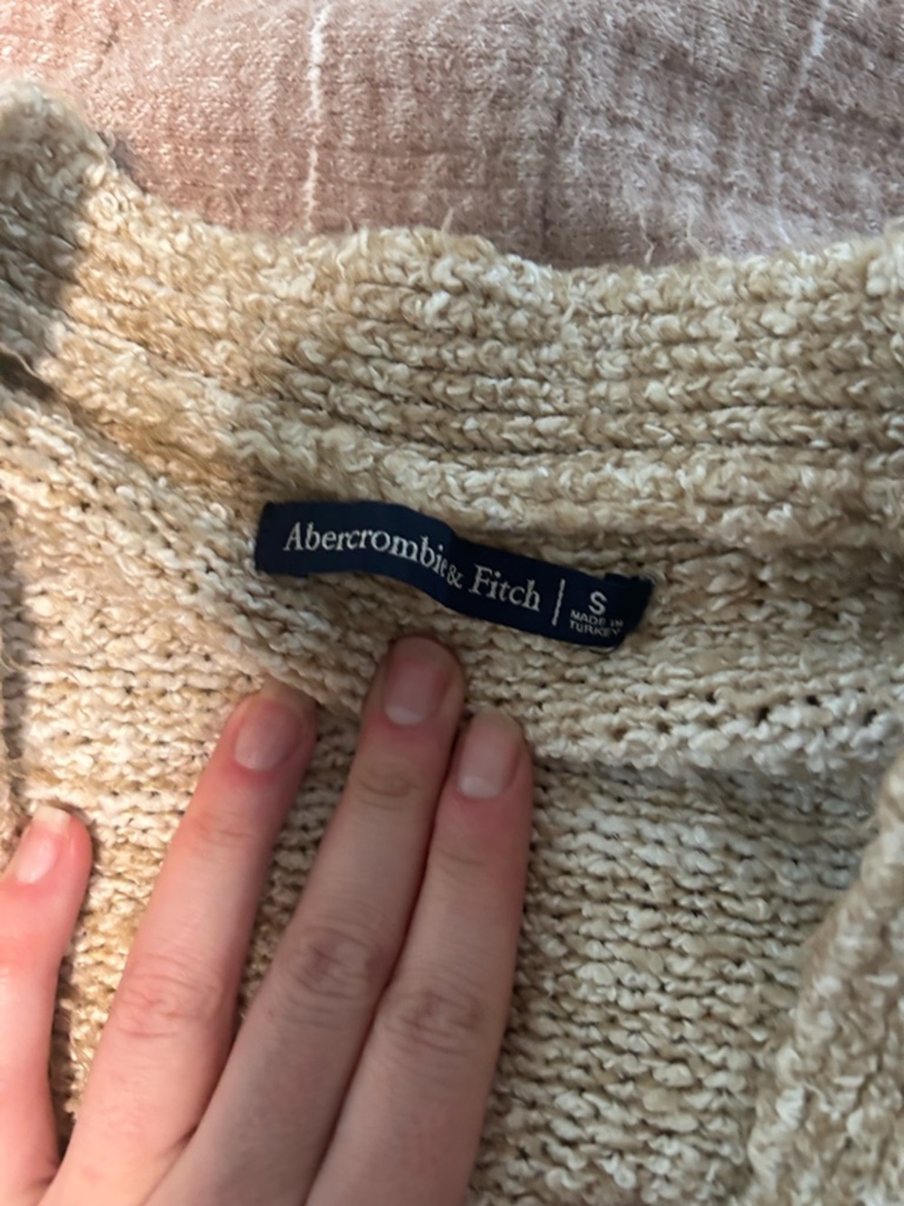 Abercrombie & Fitch Cream and Tan Striped V-Neck Cardigan - Picture 2 of 5